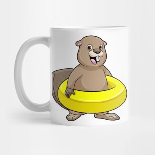 Beaver at Swimming with Swim ring Mug